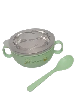 শিশুর খাবার বাটি + চামচ (কিউট বিয়ার) (Baby Feeding Bowl + Spoon (Cute Bear)