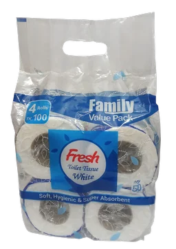 টয়লেট টিস্যু : ৪ হোয়াইট রোল : ফ্রেশ (Toilet Tissue : Fresh)